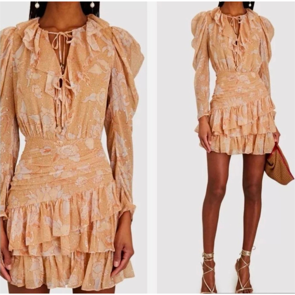 Ulla Johnson Peach Floral Mini Dress